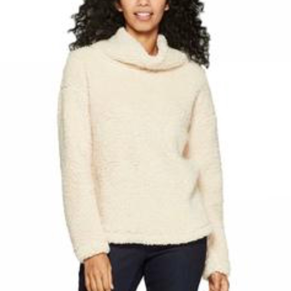 A New Day Tan Sherpa Cowl Neck Pullover Long Sleeve Shirt